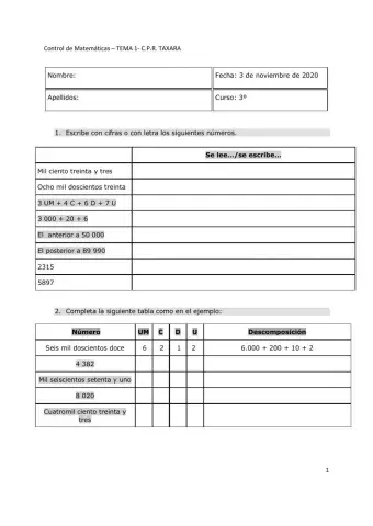 Números - Números romanos - ordinales - descomposición numérica