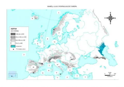 Mares, illas e penínsulas de Europa
