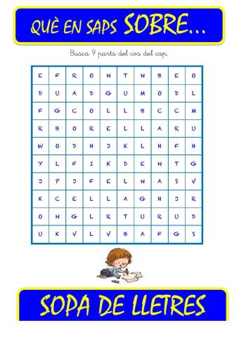 Que saps sobre...Sopa de lletres-Parts del cos 01
