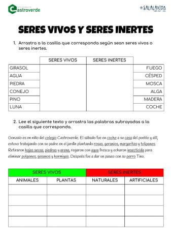 Seres vivos e inertes. CE Castroverde