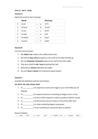 Band 1 (Core 2 & Extension) - Unit 15 - Set 4