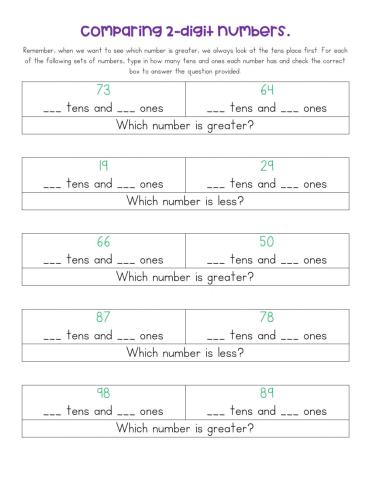 Comparing 2 digit numbers