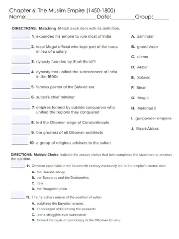 Chapter 6 The Muslim Empires