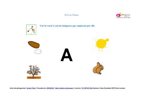SA Los Finaos. Unir la vocal con las imágenes