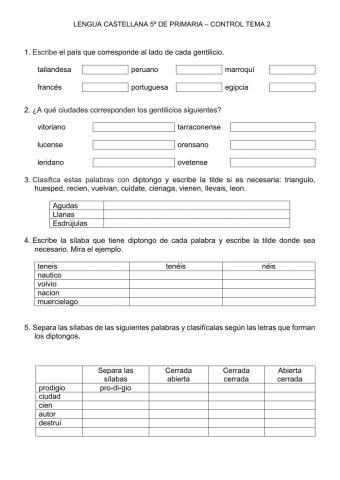 Control Castellano Tema 2