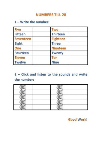Numbers till 20
