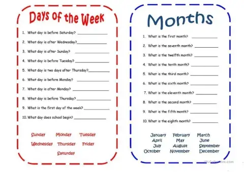 Days and months of the year