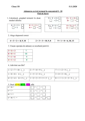 Adunarea cu trei termeni 0-10
