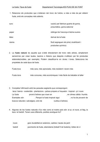 La fusta: tipus de fusta