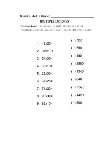 Multiplicamos por 10,20,30