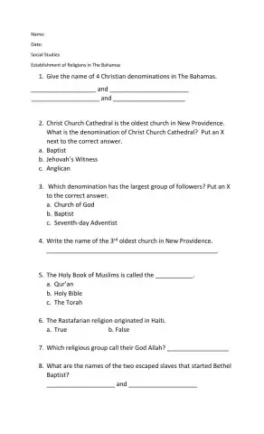 Establishment of Religions