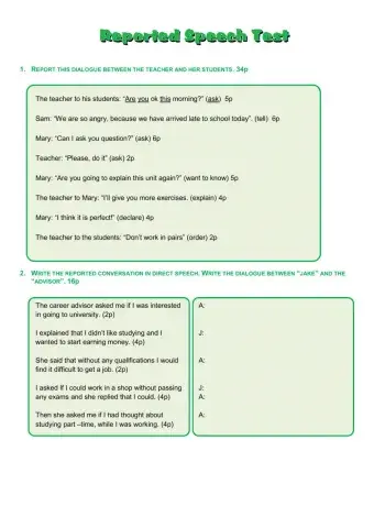 Reported Speech test