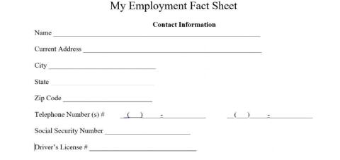 My Employment Fact Sheet