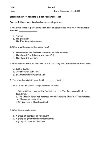 Establishment of Religions & First Parliament