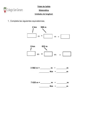 Unidades de longitud: Equivalencias Colegio San Genaro