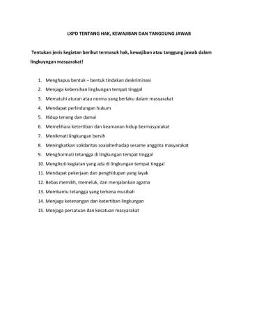LKPD Hak, Kewajiban, dan Tanggungjawab
