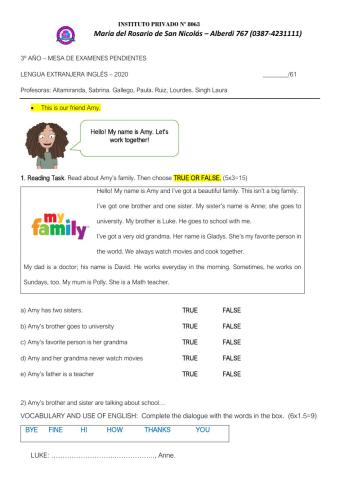 Examen pendientes 2020 inglés