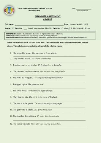 Defining relative clauses