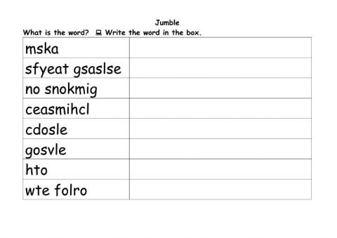Word Jumble Cleaner Safety