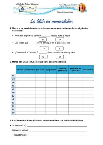 La tilde en monosílabos