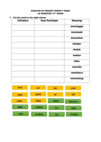 Exercise on present perfect