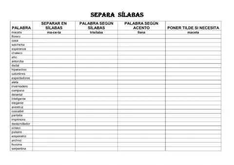 SEPARAR SÍLABAS