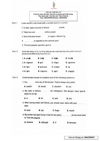 Lớp 11- Bài kiểm tra 45p Unit 4,5