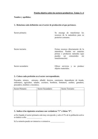 Los sectores productivos