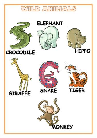 Wild animals + Parts of the body