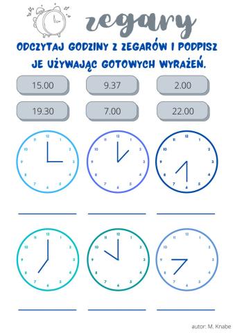 Zegary- odczytywanie godzin