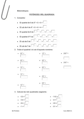 Potències i rels quadrades
