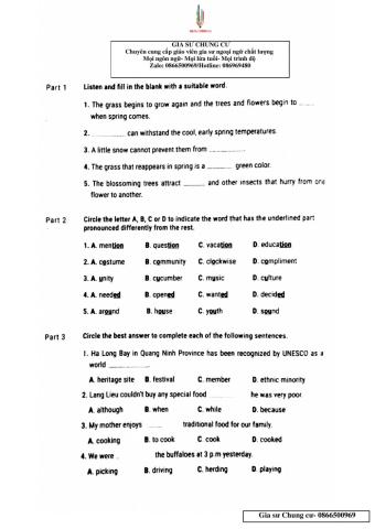 Lớp 11- cuối kỳ- test 2