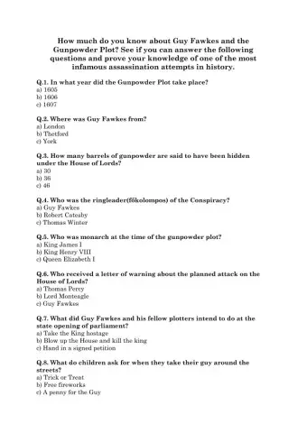 Guy Fawkes Quiz