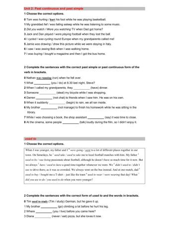 Used to - past continuous