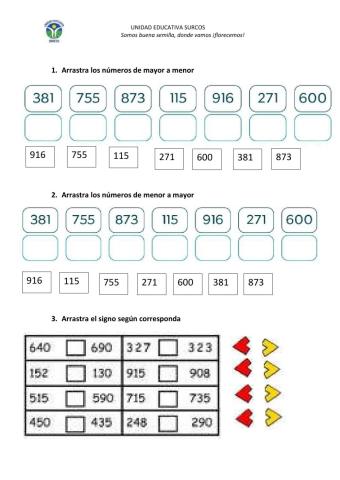 Mayor que y menor que