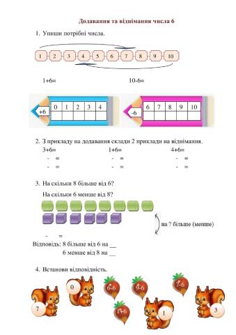 Додавання і віднімання числа 6