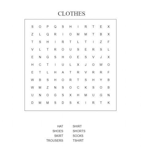 Wordsearch - Clothes