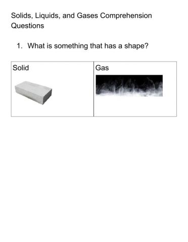 Solid, Liquid, and Gas