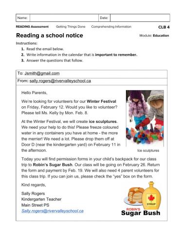 SU-Reading a school notice - CLB 4