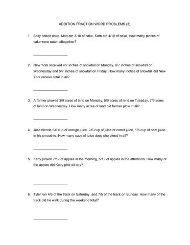 Fraction word problems (3)