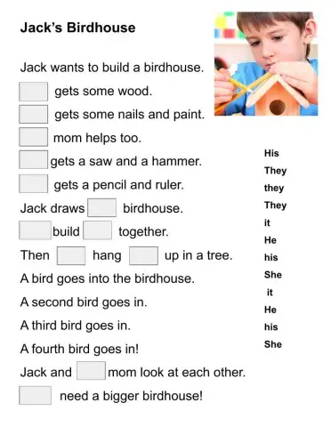 Possessive adjectives - cloze activity