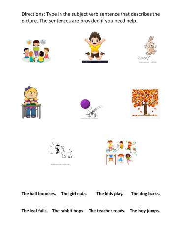 Basic noun verb sentences 3