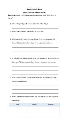 Analyzing Character - Bouki Rents a Horse