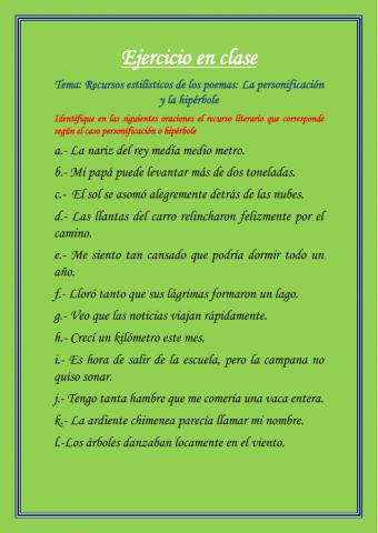Recursos estilisticos personificacion y la hiperbole