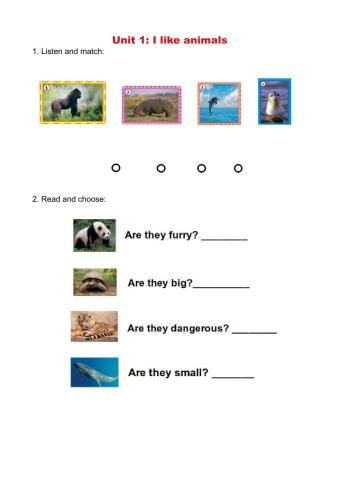 Unit 1 3rd animals