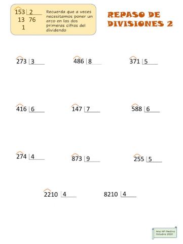 Repaso divisiones una cifra (II)