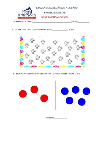EXAMEN 1ER TRIMESTRE  DE MATEMÁTICAS
