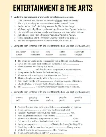 Entertainment and the arts