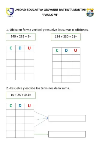 Sumas con 3 sumandos- sin reagrupación
