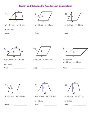 Area rhomboids and trapezoids